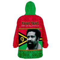 (Custom Personalised) Vanuatu Wearable Blanket Hoodie Vanuatuan Flag Sand Drawing Happy Father Lini Day LT14 - Polynesian Pride
