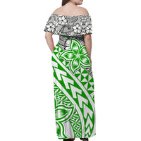 Traditional Polynesian Tribal Tattoo Retro Women Off shoulder Long Dress Green LT9 - Polynesian Pride