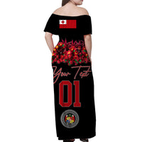 (Custom Personalised) Tonga Emancipation Day Off Shoulder Long Dress Independence Day - Unique Kahoa Heilala Flower - Black LT8 - Polynesian Pride