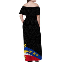 Pilipinas Off Shoulder Long Dress Simple Style - Black LT6 - Polynesian Pride