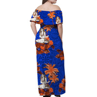 Off Shoulder Long Dress - Hawaii Summer Hula Girl No.7 LT6 - Polynesian Pride
