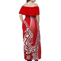 Hawaiian Shark Polynesian Matching Dress and Hawaiian Shirt Vibe Red Style LT6 - Polynesian Pride