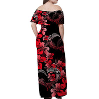 Polynesian Valentine Matching Dress and Hawaiian Shirt - Hibiscus Flowers Red Style LT6 - Polynesian Pride