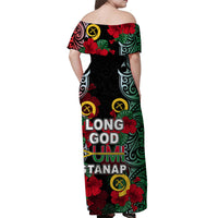 Vanuatu Penama And Hibiscus Off Shoulder Long Dress LT6 - Polynesian Pride