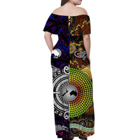 Maori Aboriginal Matching Hawaiian Shirt and Dress New Zealand Australia Together Purple LT8 - Polynesian Pride