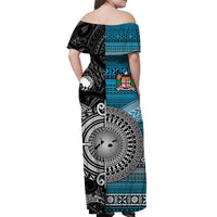 New Zealand And Fiji Off Shoulder Long Dress Together - Black LT8 - Polynesian Pride