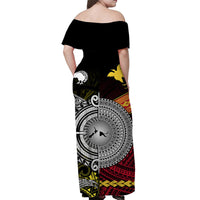 New Zealand And Papua New Guinea Off Shoulder Long Dress Together - Yellow LT8 - Polynesian Pride