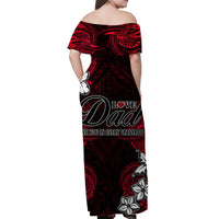 (Custom Personalised) Polynesian Fathers Day Off Shoulder Long Dress I Love You In Every Universe - Red LT8 - Polynesian Pride