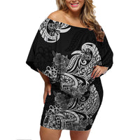 Polynesian Floral Tribal Off Shoulder Short Dress Black LT9 Women Black - Polynesian Pride
