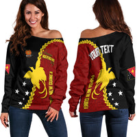 Personalised Papua New Guinea Off Shoulder Sweater 47th Independence Anniversary - Motu Revareva LT7 Women Red - Polynesian Pride