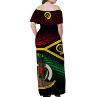 Vanuatu Special Independence Anniversary Off Shoulder Long Dress Original Flag Style LT8 - Polynesian Pride