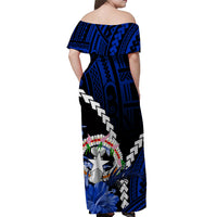 Northern Mariana Islands Off Shoulder Long Dress Polynesian Style Blue Color LT6 - Polynesian Pride