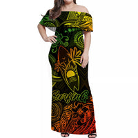 Hawaii Surfing Polynesian Off Shoulder Long Dress Unique Style - Reggae LT8 Women Reggae - Polynesian Pride