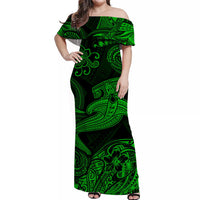 Hawaii Hammer Shark Polynesian Matching Dress and Hawaiian Shirt Matching Couples Outfit Unique Style Green LT8 - Polynesian Pride