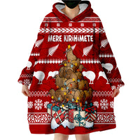 New Zealand Wearable Hoodie Blanket Mere Kirihimete - Kiwi Xmas Tree LT7 Unisex One Size - Polynesian Pride