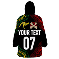 Personalised Aussie Kangaroos Mix Mate Maa Tonga Wearable Hoodie Blanket Aboriginal with Kupesi LT7 - Polynesian Pride
