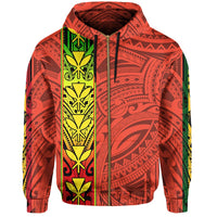 Polynesian Kanaka Flag Kanaka Maoli Hawaii Zip Hoodie Orange - Polynesian Pride