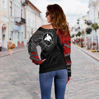 Papua New Guinea Polynesian Personalised Women's Off Shoulder Sweater - Polynesian Chain Style - Polynesian Pride