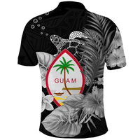 Guam Seal Polo Shirt Polynesian Turtle with Flowers Version White LT13 - Polynesian Pride