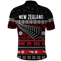 Custom New Zealand Silver Fern Christmas Polo Shirt Maori Meri Kirihimete LT13 - Polynesian Pride