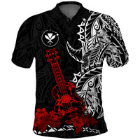Hawaii Polynesian Polo Shirt Red Ukulele LT13 Unisex Black - Polynesian Pride