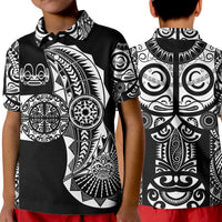 (Custom Personalised) Marquesas Islands Polo Shirt KID Marquesan Tattoo Original Style - Black LT8 Unisex Black - Polynesian Pride