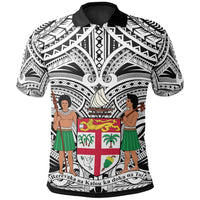 Fiji All Over Polo Shirt FiJi Coat Of Arm (White) Unisex White - Polynesian Pride