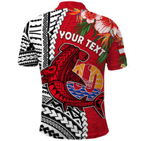 Custom Tahiti Islands Polo Shirt Polynesian Shark Mix Tropical Flowers LT14 - Polynesian Pride