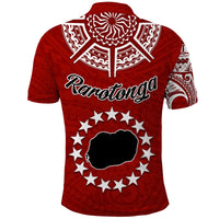 Rarotonga Cook Islands Polo Shirt Turtle and Map Style Red LT13 - Polynesian Pride