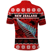 New Zealand Christmas Polo Shirt Paua Shell Silver Fern Meri Kirihimete LT14 - Polynesian Pride