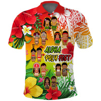 Aloha Poly Fest Polo Shirt Polynesian Pattern With Tropical Flowers LT14 Adult Reggae - Polynesian Pride