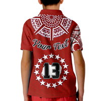 (Custom Text and Number) Rarotonga Cook Islands Polo Shirt Turtle and Map Style Red LT13 - Polynesian Pride