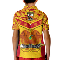 Papua New Guinea Rugby Polo Shirt KID PNG Kumuls Bird Of Paradise Yellow LT14 - Polynesian Pride