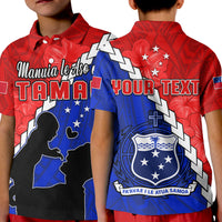 Custom Happy Samoan Fathers Day Polo Shirt Hibiscus Mix Polynesian Pattern LT14 Kid Red - Polynesian Pride