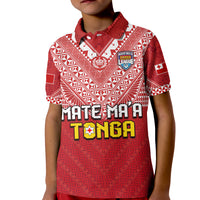 Tonga Rugby MMT Polo Shirt KID Ngatu Mate Maa Tonga Special LT13 Kid Red - Polynesian Pride