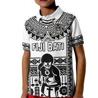 Custom Text and Number Fiji Rugby Polo Shirt Pacific The Bati Black Fijian Tapa LT14 - Polynesian Pride