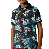 Hawaii Skeleton Surf Polo Shirt Halloween Hawaiian Tribal LT13 - Polynesian Pride