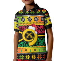 Vanuatu Christmas Polo Shirt Pig Tusk Polynesian Joyeux Noel Flag Art LT14 Kid Reggae - Polynesian Pride