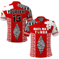 (Custom Text and Number) Tonga Rugby Polo Shirt Kupesi Ngatu Mate Maa Tonga LT13 Red - Polynesian Pride