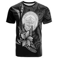 Palau Custom T Shirt Fish With Plumeria Flowers Style Unisex Black - Polynesian Pride