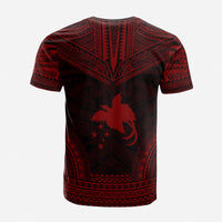 Papua New Guinea Custom T Shirt Papua New Guinea Coat Of Arms Polynesian Chief Tattoo Deep Red Version Unisex Red - Polynesian Pride
