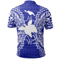 Papua New Guinea Polo Shirt Papua New Guinea Flag Map Polynesian Tattoo Blue - Polynesian Pride