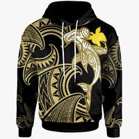 Papua Hoodie Hammerhead Shark Tribal Pattern Unisex Gold - Polynesian Pride