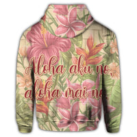 Hawaii Tropical Hibiscus Plumeria Zip Hoodie - Polynesian Pride