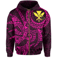 Hawaii Hoodie Zip Polynesian Kanaka Map Hawaiian Hoodie Zip Pink TT Style - Polynesian Pride