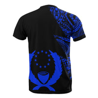 Pohnpei Custom T Shirt Micronesian Pattern Blue Style - Polynesian Pride