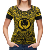 Pohnpei All T Shirt Pohnpei Coat Of Arms Polynesian Gold Black - Polynesian Pride