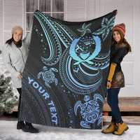 Pohnpei Custom Personalised Premium Blanket - Blue Turtle - Polynesian Pride