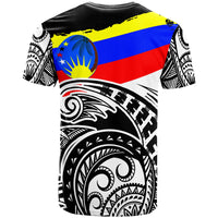 Pohnpei T Shirt Pingelap Flag With Round Black White Pattern - Polynesian Pride