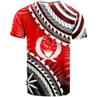 Pohnpei T Shirt Palm Leaf Texture Red Color - Polynesian Pride